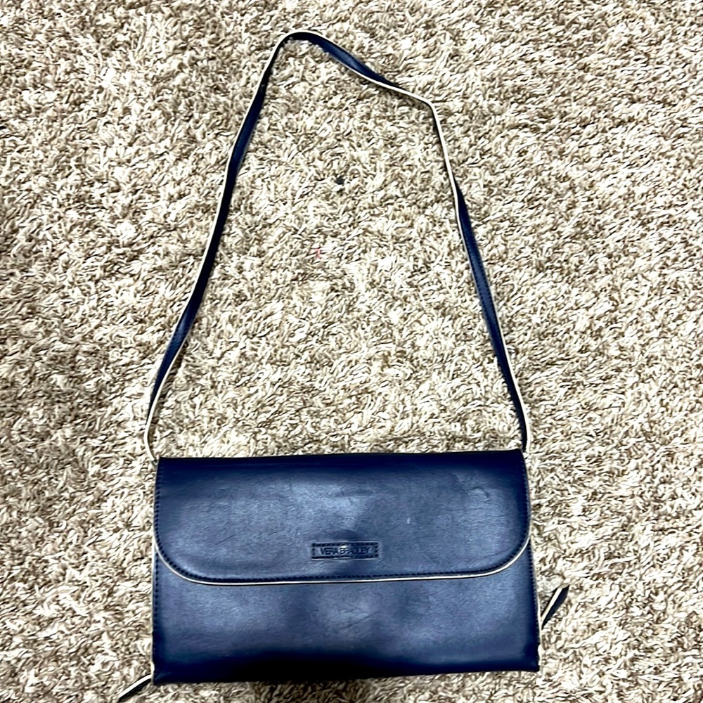 Vera Bradley navy blue clutch small purse with shoulder strap